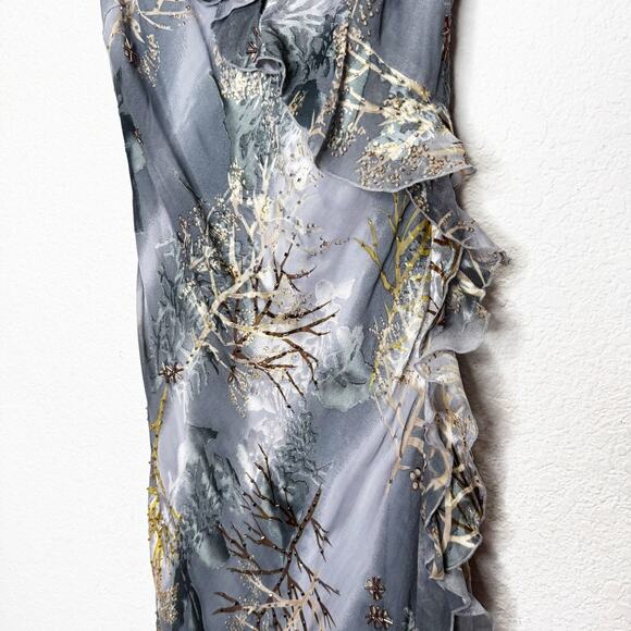 NWT Soulmates Y2K Vintage Silk Beaded Forest Fairy Ruffle Ethereal Dress - Picture 4 of 15